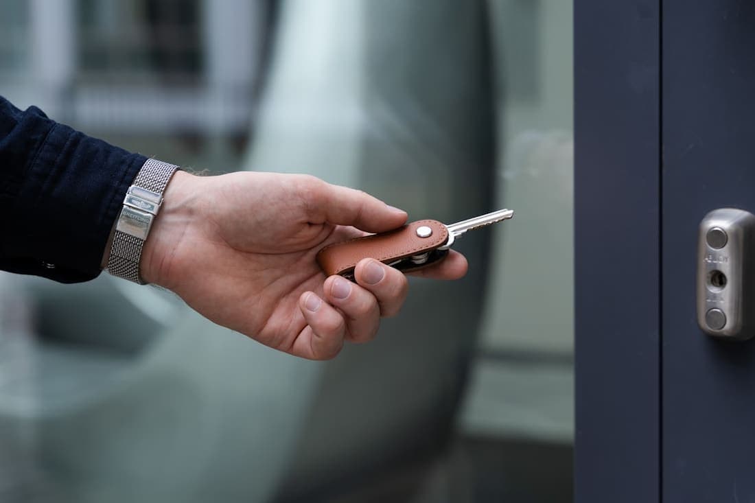Key card entry at a commercial building door