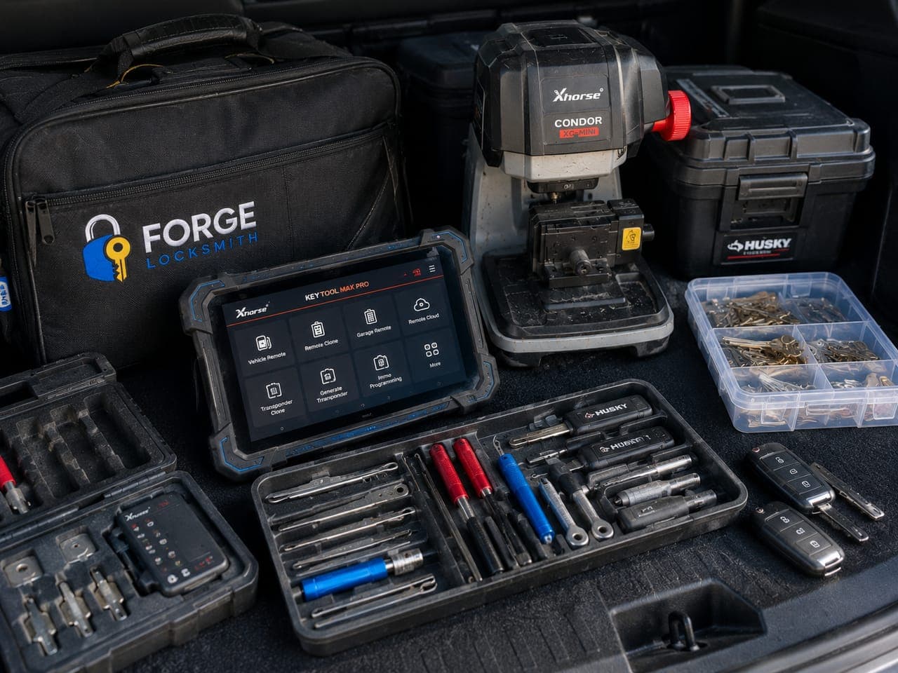 Forge Locksmith's professional key-cutting and programming equipment