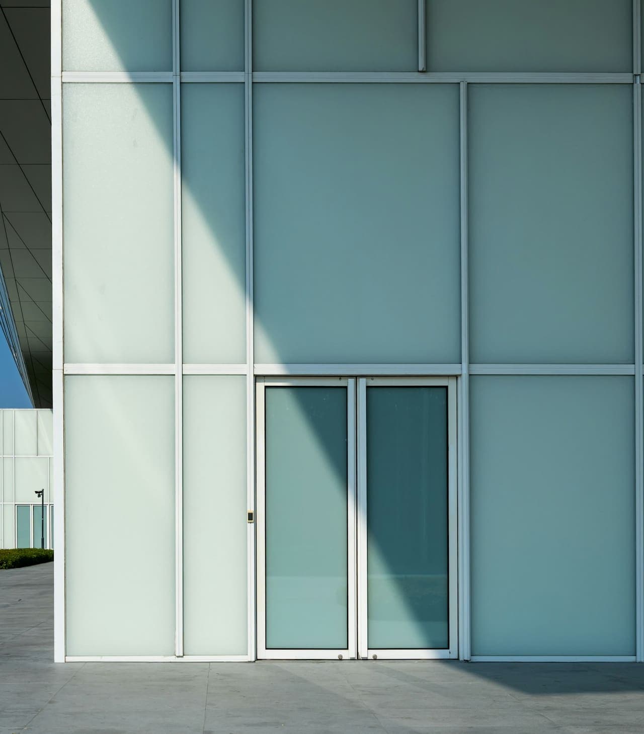Glass storefront of a commercial building