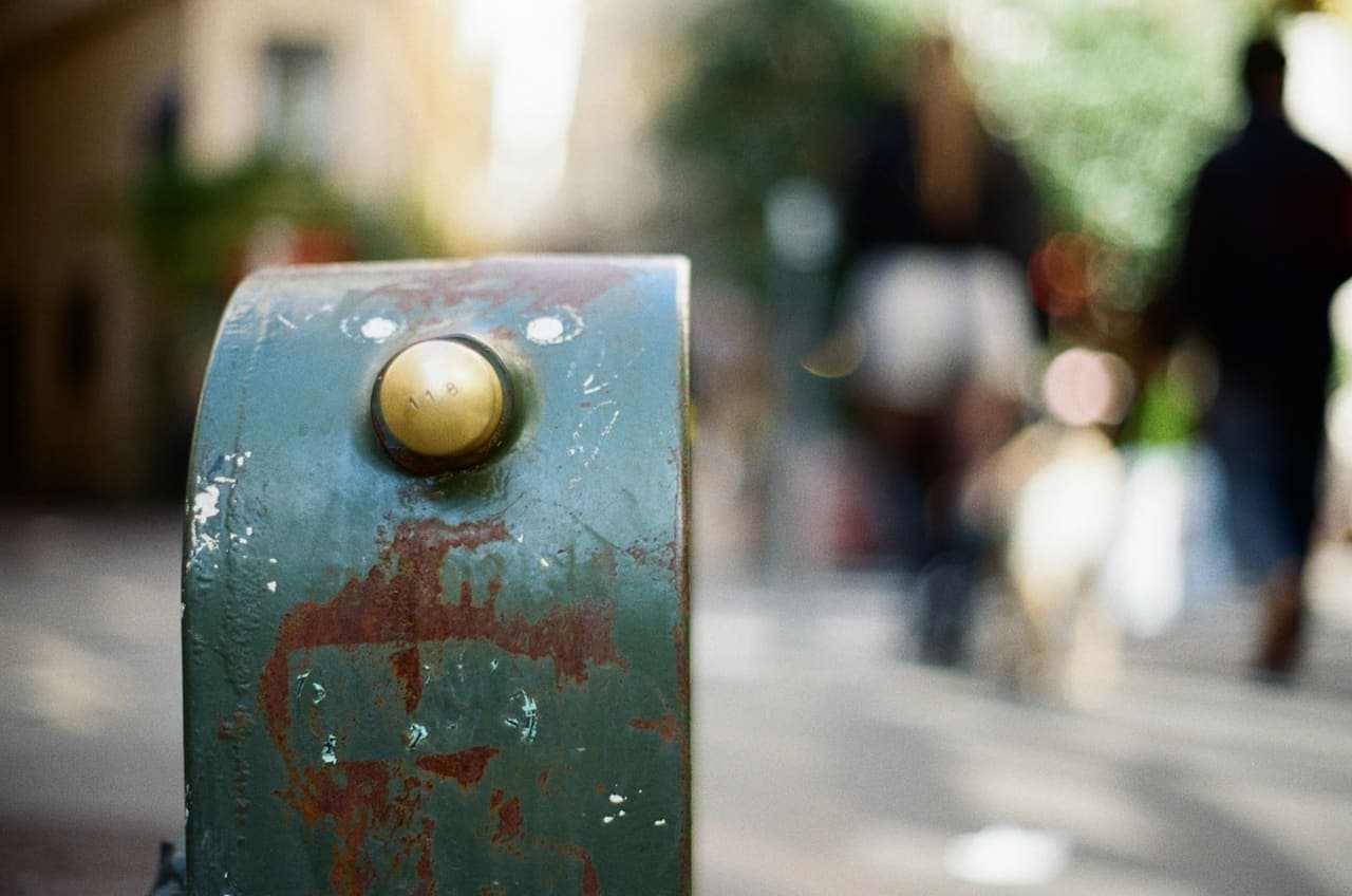Brass lock on a curbside post box